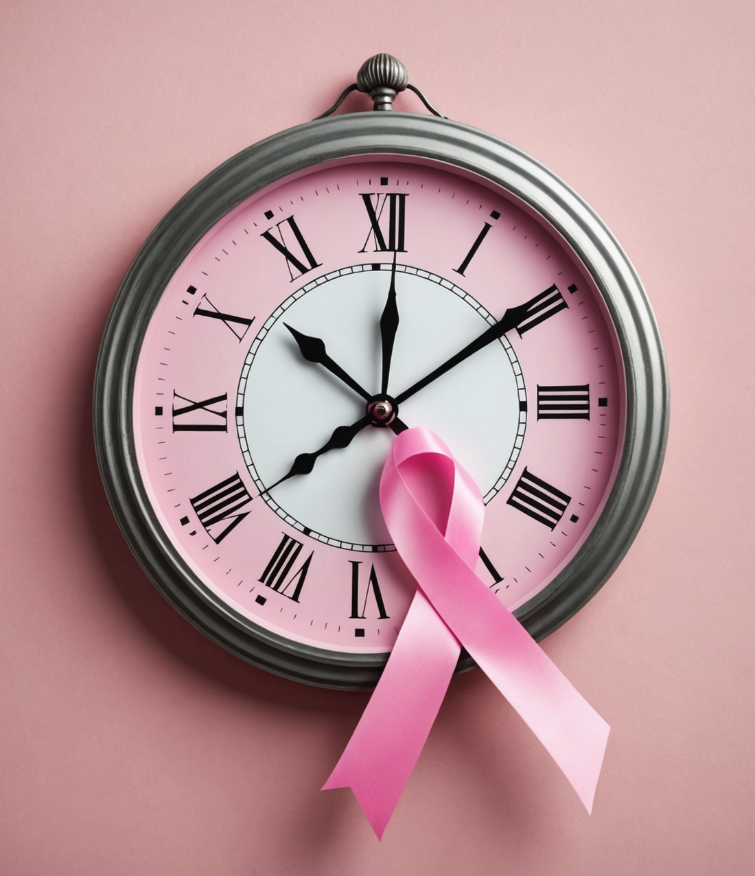 Clock and pink cancer ribbon - Life after breast cancer treatment